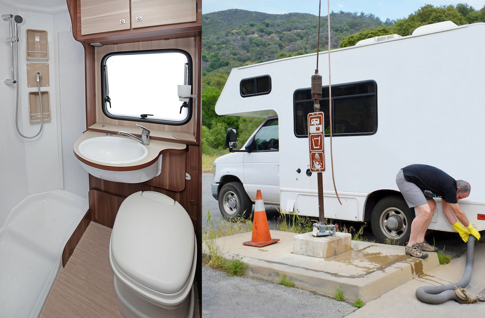 Portable RV/camper toilet and holding tank setup in Beckley, West Virginia